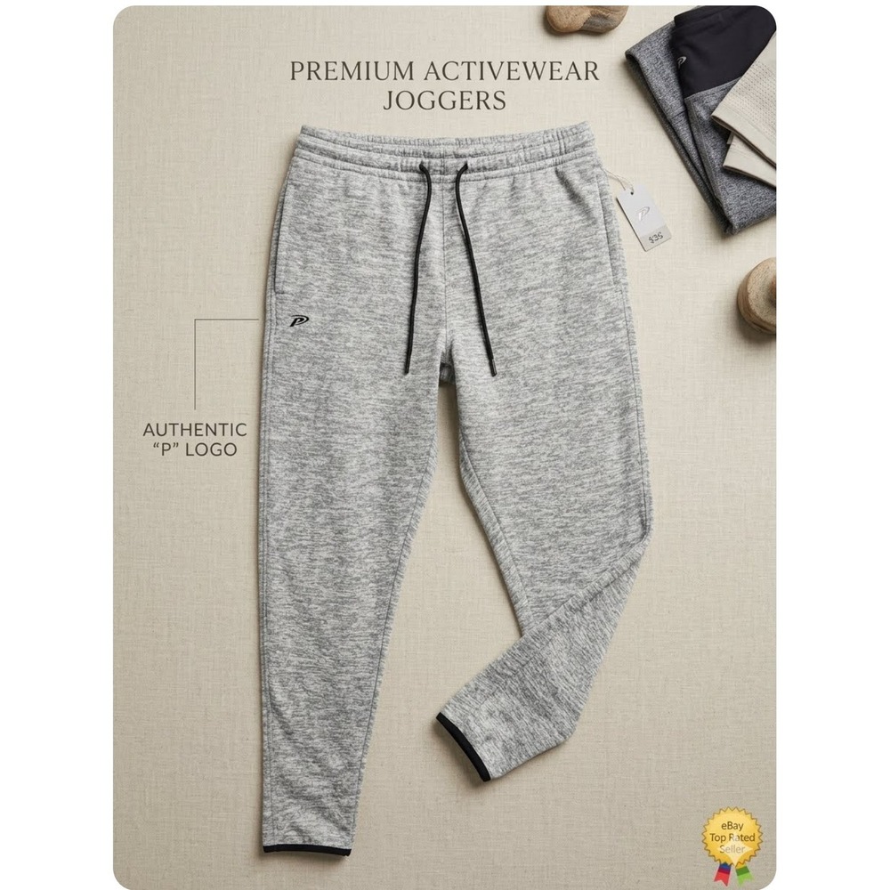 Pro Player Mens Grey Space Dye Activewear Joggers Fleece Sweatpants Size M NWT